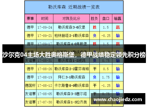 沙尔克04主场大胜奥格斯堡，德甲战绩稳定领先积分榜